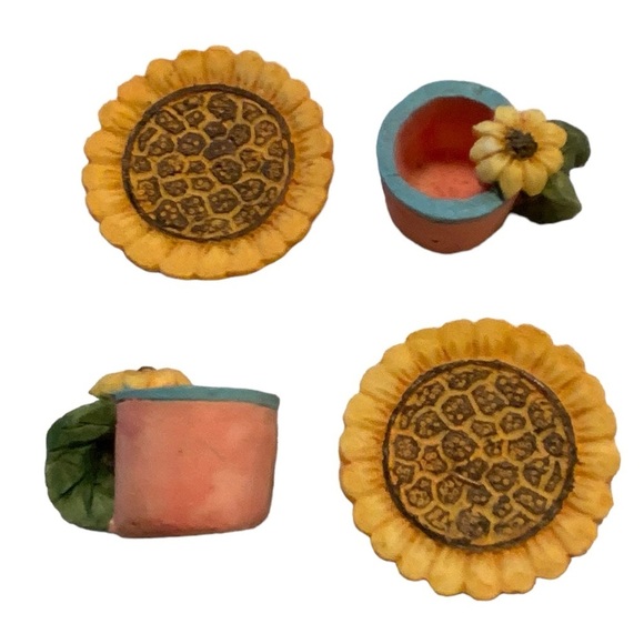 Vintage Tea Set Young’s 1996 Miniature Bunny Sunflower Tray 1996 Retro 8 Pieces - Picture 2 of 16